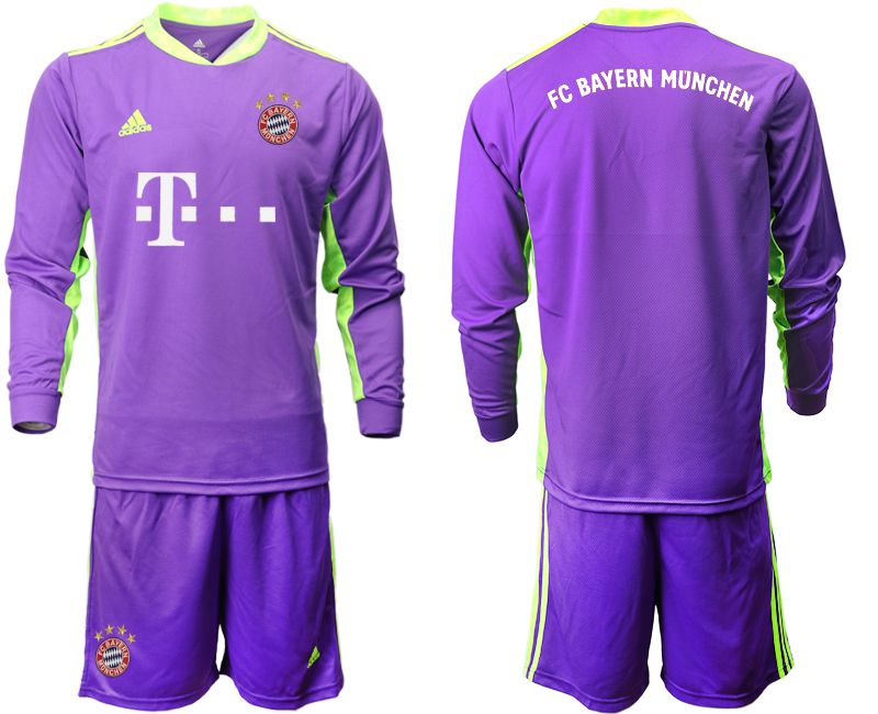 Men 2020-2021 club Bayern Munich purple long sleeved Goalkeeper Soccer Jerseys->bayern munich jersey->Soccer Club Jersey